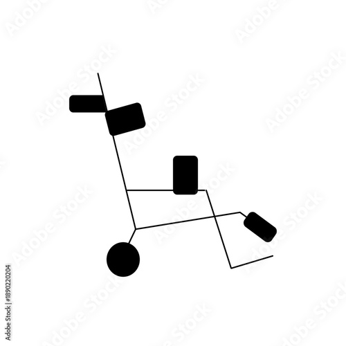 A minimalist vector graphic illustration of a walker with wheels and a sleek design