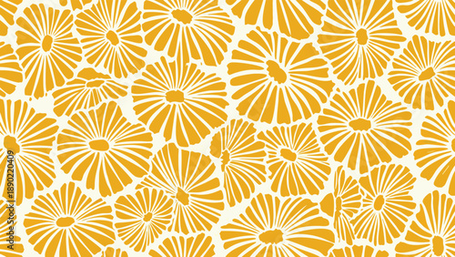 Vibrant yellow flower pattern on white background for design