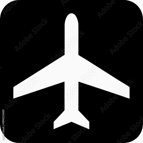 Modern Airplane Icon Vector - Black and White Transport Symbol