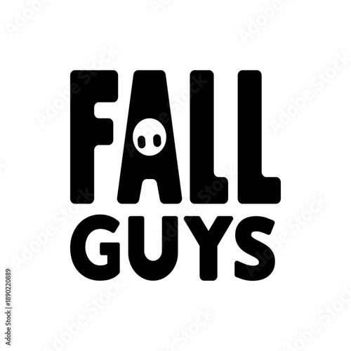 A vector graphic illustration of the Fall Guys logo with a playful skull design