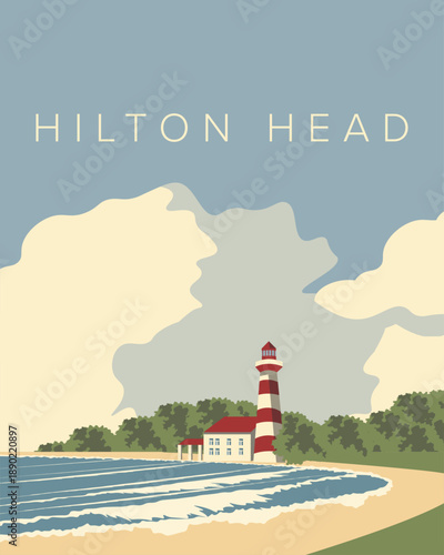Tableau sur toile Hilton Head island travel poster, cover, banner