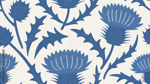 Vibrant thistle flowers in blue and white