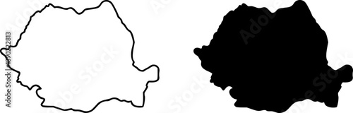 Romania country border map outline and silhouette vector graphic isolated image decal