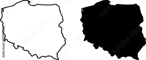 Poland country border map outline and silhouette vector graphic isolated image decal
