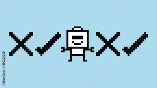 Robots background robotic or ai humanoid business enginner cybog with cartoon,bot,toy,artificial intelligence,pixel,8 bit,cute,pastel.