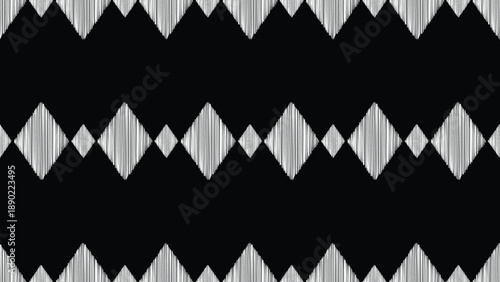 Ikat pattern ethnic tribal embroidery with black color background in motifs,colorful,embroidery,traditional,geometric,art.