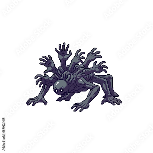 A unique and terrifying creature with multiple arms and a dark, shadowy appearance, perfect for fantasy and horror themes
