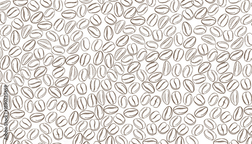 Coffee Beans Pattern Background. Repeating Coffee Beans. Seamless Packaging Illustration
