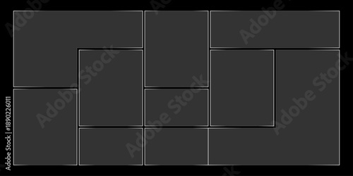 Futuristic transparent glass Bento Grid frames for website landing page. Digital banners UI templates design
