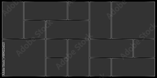 Futuristic transparent glass Bento Grid frames for website landing page. Digital banners UI templates design
