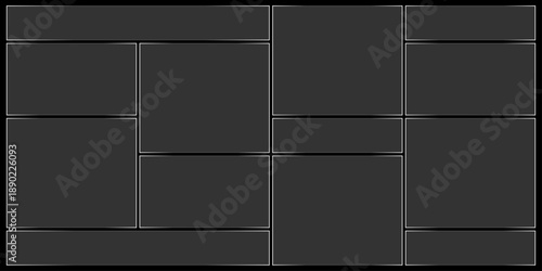 Futuristic transparent glass Bento Grid frames for website landing page. Digital banners UI templates design
