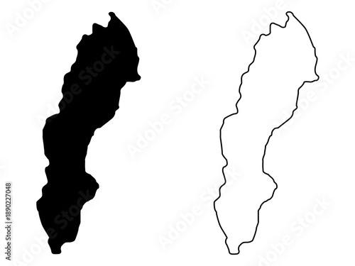 Sweden country vector map in simplified .Minimalist illustration of a Sweden map. Simple black outline illustration of the country map. Vector editable	