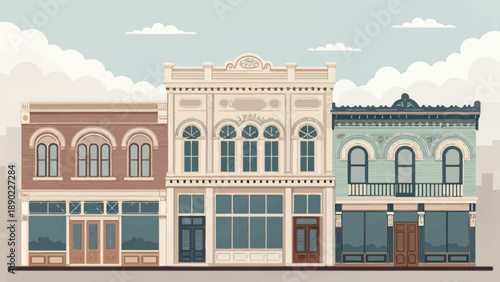 Charming old-town building facade presented with clean outlines and muted colors, evoking a sense of history and classic architectural design.