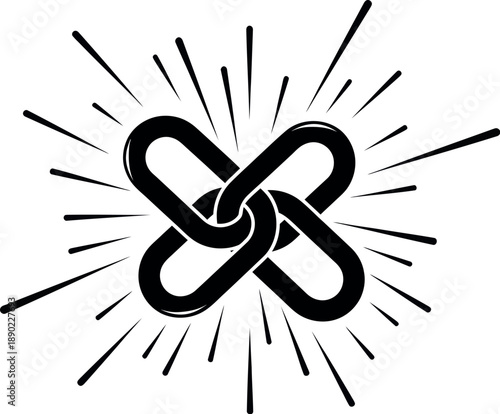 Intertwined chains with radiant burst