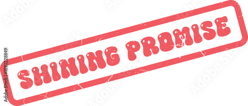 Diagonal red rubber stamp with a vintage distressed texture showcasing Shining Promise