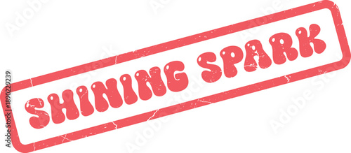 Distressed red retro style Shining Spark text encased within a rectangular frame indicating new ideas