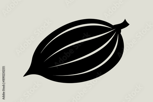 Black Silhouette of a Cocoa Pod abstract bean