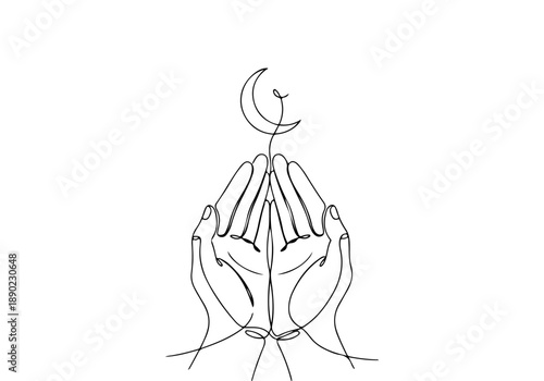 Ramadan Continuous Line Art A Minimalist and Elegant Depiction of Faith and Hope