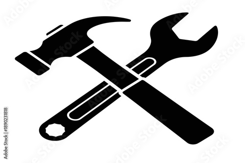 Crossed hammer and wrench