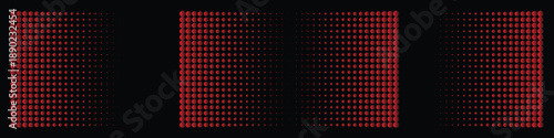 Abstract red dot pattern on a black background creating a digital gradient effect