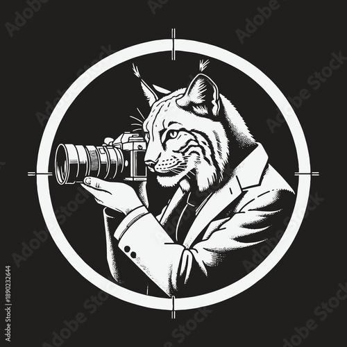 Lynx Photographer in a Suit: Capturing Moments with Feline Precision.