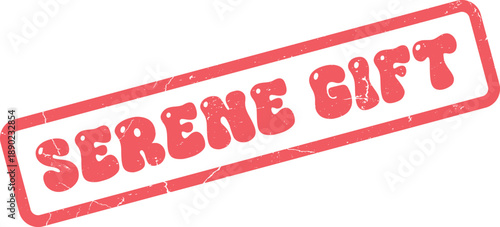 Retro red Serene Gift stamp with distressed texture for peace and tranquility promotion