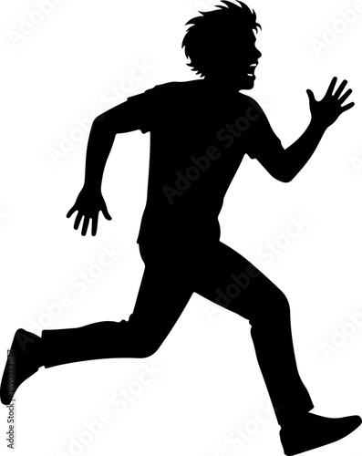 Scared young man silhouette vector illustration