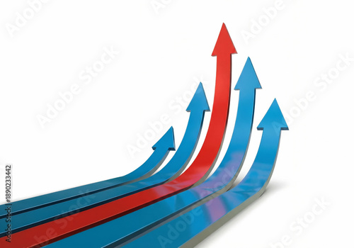 Isolated growth arrows on a white studio background - setas de crescimento isoladas no fundo branco de estúdio