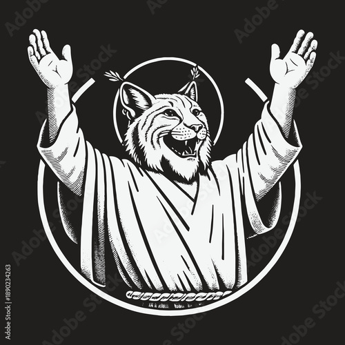 Bobcat Jesus: A Humorous and Unique Religious Illustration.