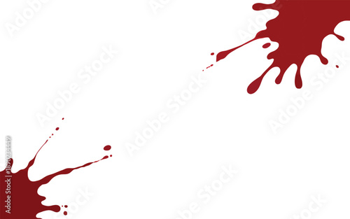 Two red ink splatters on a white background, abstract artistic splashes