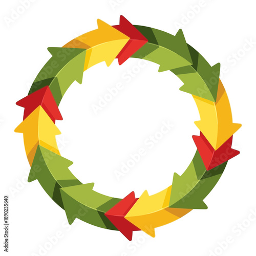 Circular arrangement of red, yellow, and green arrows representing a continuous cycle or process