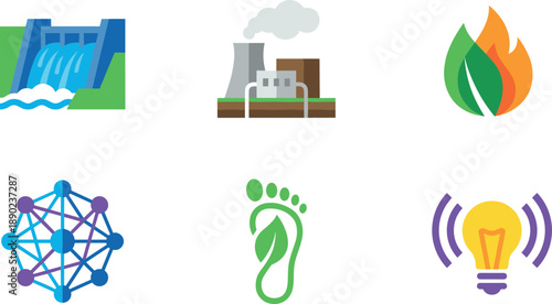Eco-friendly energy and technology concept icons