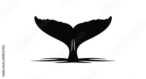 A striking black silhouette of a whale s tail breaching the water s surface showcasing marine life silhouette high quality professional detailed modern