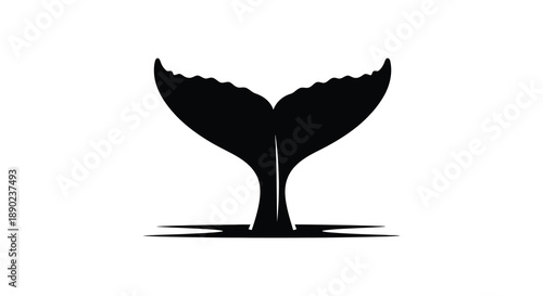 A striking black silhouette of a whale s tail fluke emerging from the water evoking ocean depths silhouette high quality professional detailed