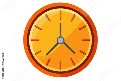 A vibrant orange clock icon with a modern flat design on a white background