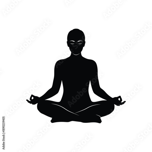 Woman Meditating in Lotus Pose Silhouette for Yoga and Wellness