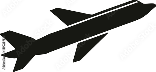 Modern Airplane Icon Vector Silhouette - Commercial Flight
