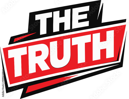 Bold "THE TRUTH" typography design, modern 3D sticker style text with comic blast effect for YouTube thumbnails, documentary reveals, and viral social media graphics.