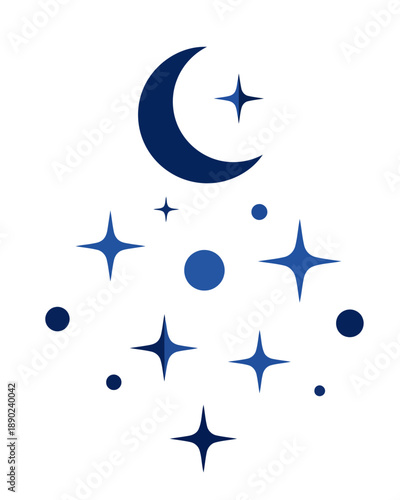 Ramadhan and Eid greetings Islamic crescent moon and stars celebrating spiritual holiday