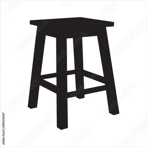 Wooden stool silhouette vector, bar stool silhouette, wooden stool icon vector