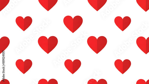 Vibrant red heart pattern on white background for love and Valentine's Day designs