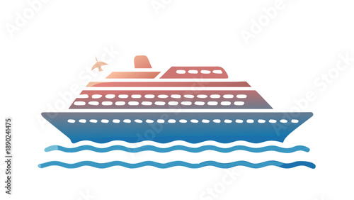 Silhouette of a luxury cruise ship sailing on the ocean horizon, travel, tourism, and luxury vacation concept.