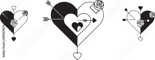 Abstract Romantic Heart Tattoo Design with Geometric Elements