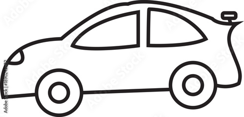 Title: Minimalist Vector Line Art Illustration of a Modern Sedan Car for Transportation and Automotive Industry Concept Design