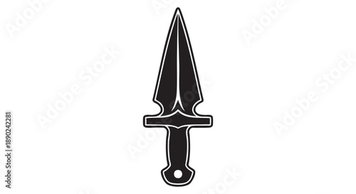 Vector illustration of a dagger with a cross guard and pointed tip displayed vertically on a clean background