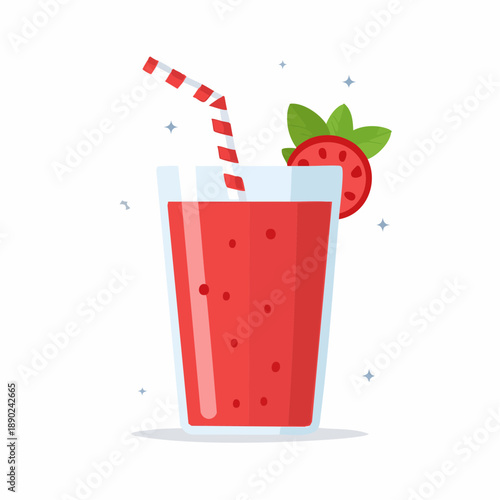 Illustration stylisée d’un smoothie aux fruits rouges 