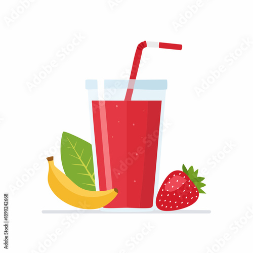 Illustration stylisée d’un smoothie fraises banane