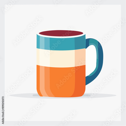 Colorful Coffee Mug – Modern Ceramic Cup with Teal, Cream, and Orange Bands