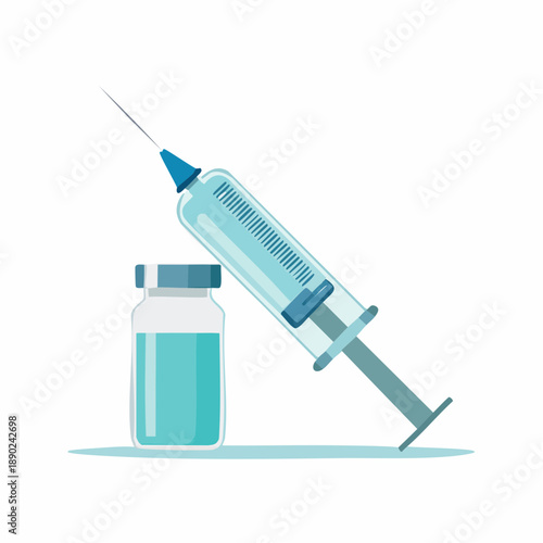 Medical Syringe and Vial with Blue Liquid – Healthcare and Vaccination Concept