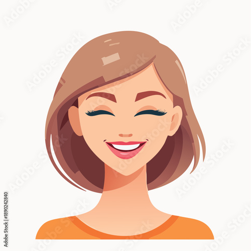 Cartoon-style smiling character with closed eyes and joyful expression